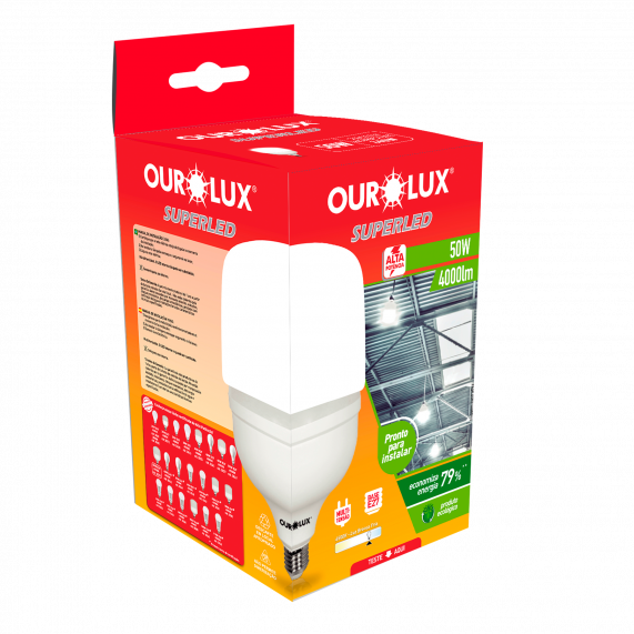 LAMPADA SUPERLED ALTA POTENCIA T 50W BIV 6500K E27 OUROLUX REF: 20379 OUROLUX