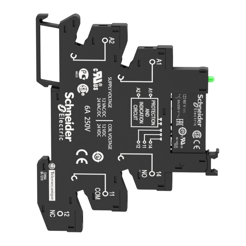 RELÉ INTERFACE POR PLUG-IN 24VCC 6A COM LED 1 REVERSÍVEL RSL1PVBU SCHNEIDER 