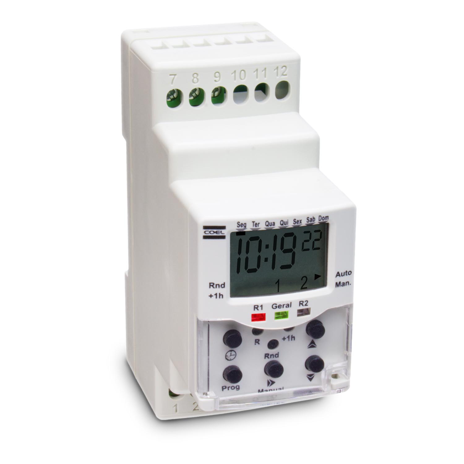 TIMER PROGRAMADOR HORÁRIO DIGITAL RECARREGÁVEL BWT40HR 100A240VCA/48 A 63HZ, 1 SAÍDA COEL