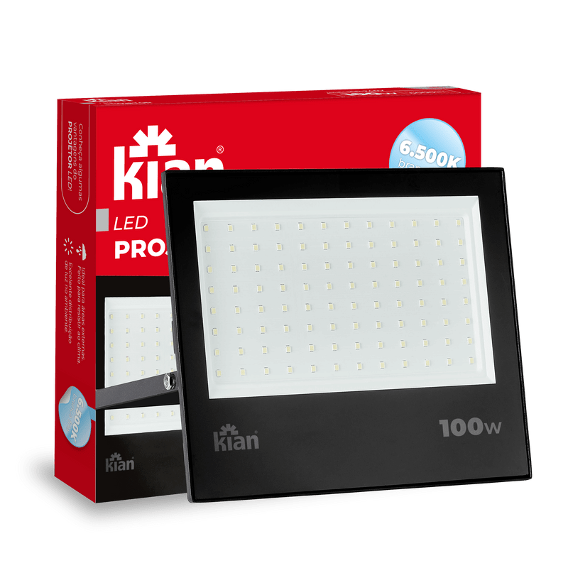 REFLETOR PROJETOR LED 100W 6.500K BRANCA FRIA BIVOLT KIAN