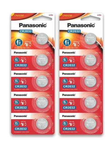 10 Pilhas Baterias Cr2032 3v Panasonic 02 Cartelas